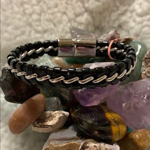 BNWT Stainless Steel and Faux Leather Bracelet